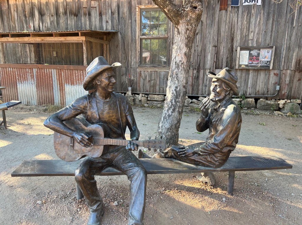 Jerry Jeff Walker and Hondo Crouch statue.